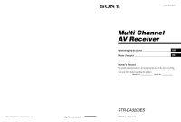 Sony STR-DA3200ES - Owners Manual 